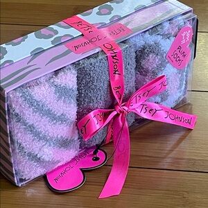 Betsey Johnson plush socks, 3 pack